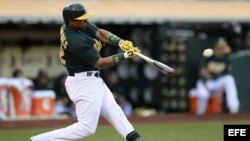 El jugador de los Atléticos de Oakland Yoenis Céspedes.