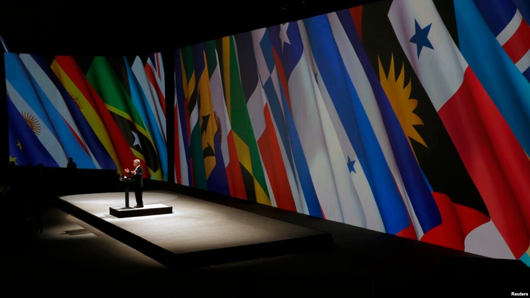 El presidente de Chile Sebastian Pinera en su discurso de clausura en la Cumbre del CELAC. 