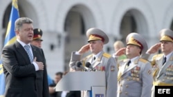 El presidente de Ucrania, Petro Poroshenko, en el acto por el Día de la Independencia.