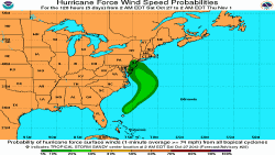 Mapa de Sandy el sábado 27 de Octubre