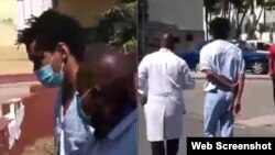Luis Manuel Otero Alcántara caminando por las calles interiores del hospital Calixto García junto al médico que lo atiende, según muestra un video publicado por el régimen cubano.