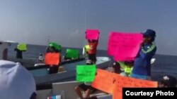 Pescadores mexicanos protestan por pesca de cubanos en la zona de Isla Mujeres. (Tomado de http://radioformulaqr.com)