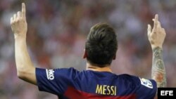 Lionel Messi tras anotar el gol de la victoria.