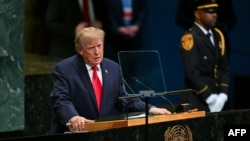 Presidente Donald Trump durante su discurso en la Asamblea de las Naciones Unidas en Nueva York el 22 de septiembre de 2026. (Foto / ANGELA WEISS / AFP)