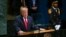 Presidente Donald Trump durante su discurso en la Asamblea de las Naciones Unidas en Nueva York el 22 de septiembre de 2026. (Foto / ANGELA WEISS / AFP)