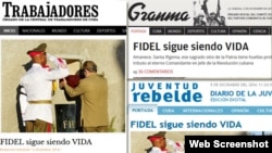 Portadas de lo principales periódicos cubanos tras el funeral de Fidel Castro.