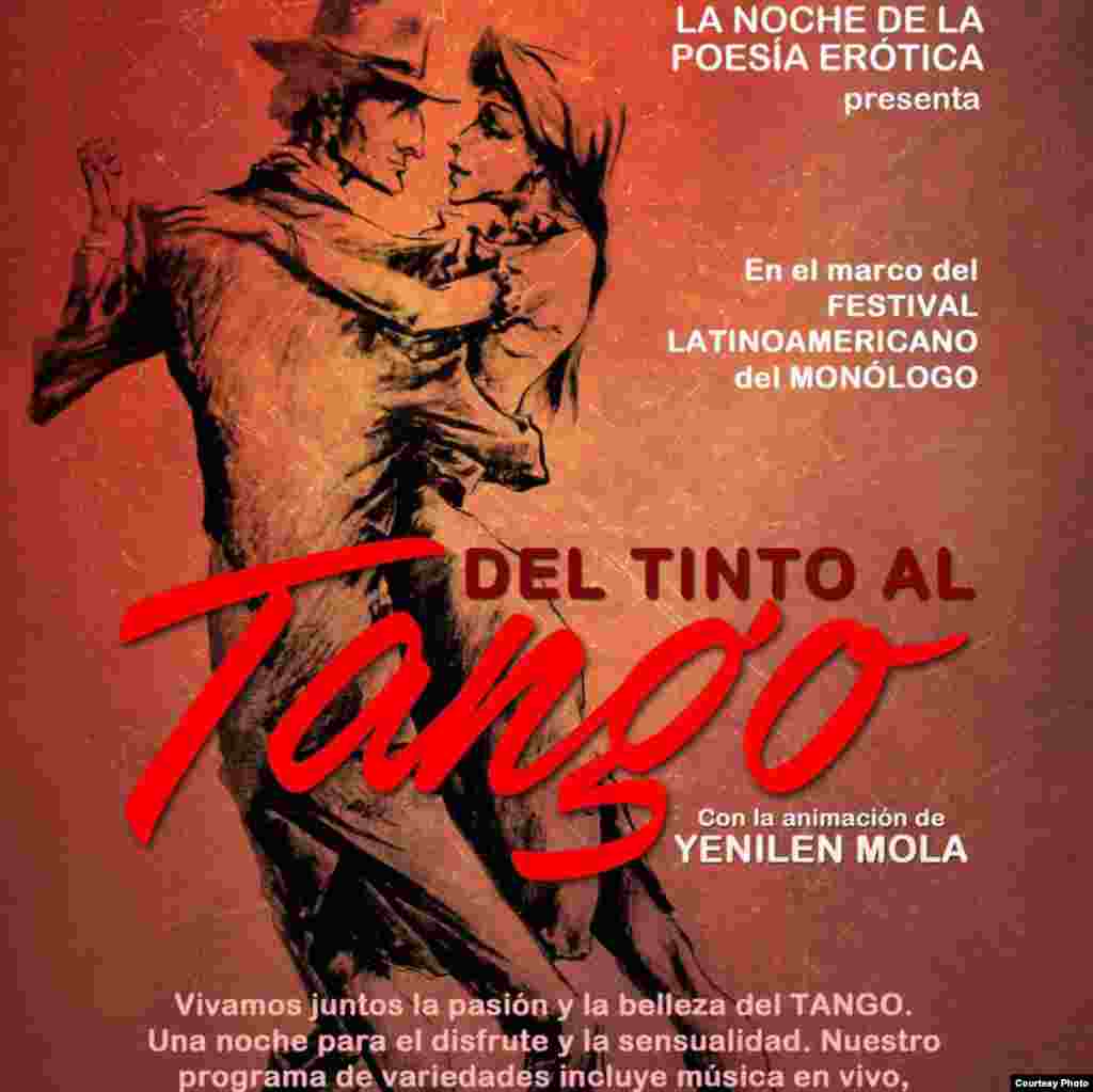 El espacio "La noche de la poesía erótica", presenta "Tango", animada por Yenilen Mola.