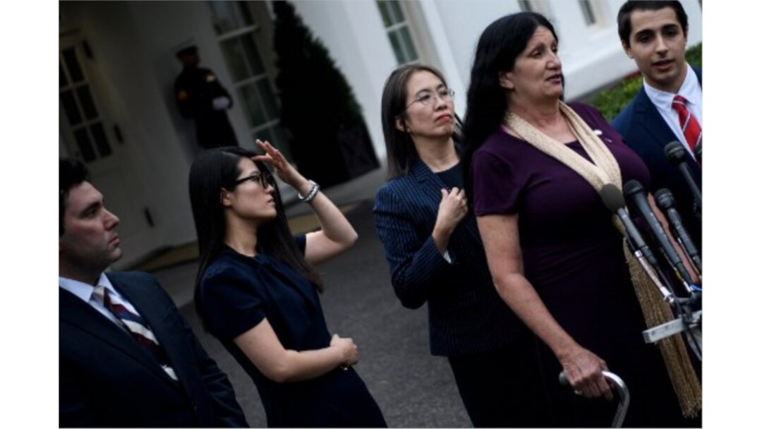 Sirley Ávila León en la Casa Blanca delpues de reunirse con el presidente Donald Trump