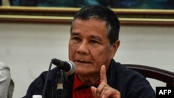 Nicolás Rodríguez Bautista, alias "Gabino", durante una conferencia en La Habana, en mayo de 2017. 