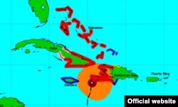 Posición y trayectoria del huracán Matthew hasta las 5 a.m. del martes 4 de octubre.