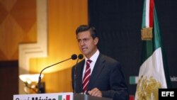 Enrique Peña Nieto durante un mensaje a los medios de comunicación en Ciudad de México (México).