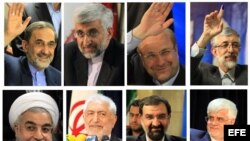 Combo de fotografías tomadas en diversas fechas en el Ministerio del Interior de Irán durante el registro oficial de las candidaturas presidenciales para las elecciones del próximo 14 de junio, en Teherán, Irán