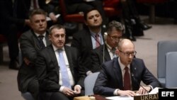 El nuevo premier ucraniano, Arseny Yatsenyuk, en el Consejo de Seguridad de la ONU. 