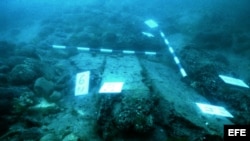 Archivo - Cuadernas de buque Nuestra Señora de la Concepción, hundido en la bahía de Santoña (Cantabria), España en 1639. 