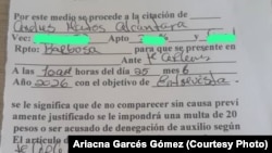 Citación policial en la unidad de Siboney, en el municipio de Playa, para el rapero cubano Andrés Matos Alcántara.
