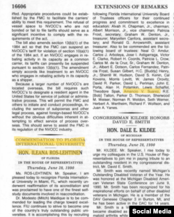 Reconocimiento en el Congreso de EEUU al Board de Trustee de FIU