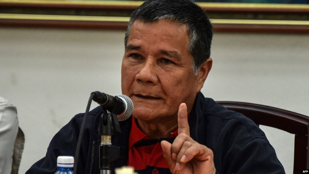 Nicolás Rodríguez Bautista, alias "Gabino", líder del ELN, durante una conferencia en La Habana, en mayo de 2017. 
