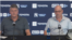El dueño de los Yankees, Hal Steinbrenner (izquierda), anunció la continuidad de Brian Cashman (derecha), como gerente general del equipo.