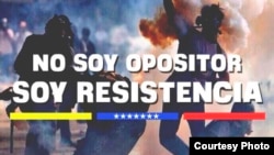 El cartel subraya la diferencia entre la resistencia radical y la oposición negociadora en Venezuela.