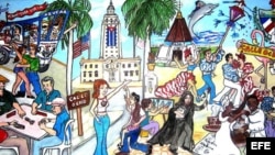 Combinación de fotografías que muestran algunos de los puntos más representativos de la vida cubana en Miami, Florida, EEUU. Los secretos del exilio cubano y de la pequeña Habana quedarán a partir de ahora al descubierto en un "tour turístico" que ofrecer