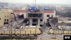 Edifico del consejo local que quedó destruido en la ciudad de Faluya (Irak) tras ataque de Al Qaeda, enero 3/2014.