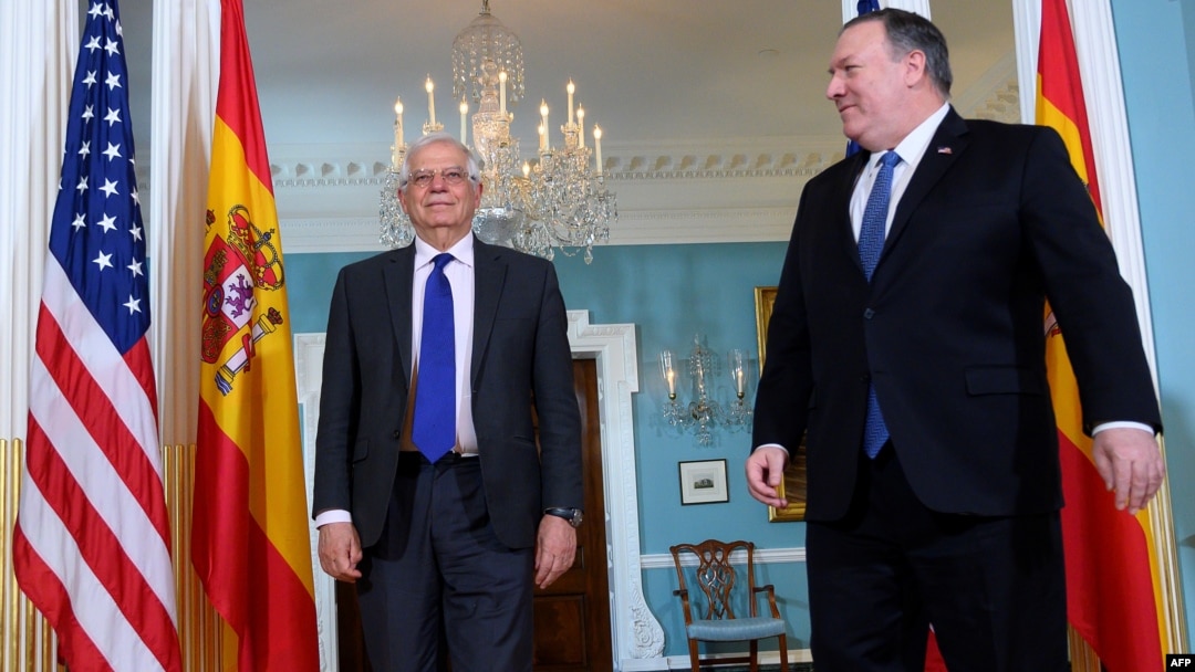 Reunión entre Mike Pompeo y Josep Borrel en el Departamento de Estado de EEUU.