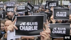 Manifestación en Nantes, Francia, en solidaridad con Charlie Hebdo.