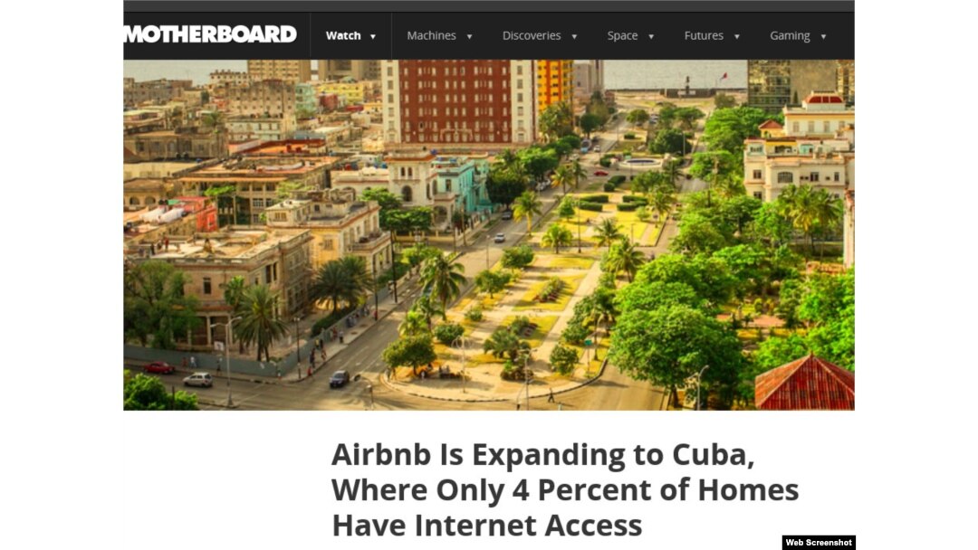 Motherboard cuestiona la expansión del servicio online Airbnb a una Cuba sin internet