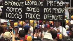 Protesta para apoyar al opositor encarcelado Leopoldo López liderada por Corina Machado