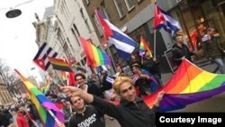 Manifestación de cubanos miembros de la comunidad LGBTI que piden asilo en Holanda. (Archivo)