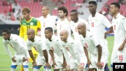 Los jugadores de la selección nacional de fútbol de Cuba.