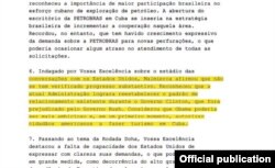 Cable sobre opinión de Malmierca en las negociaciones con Obama.