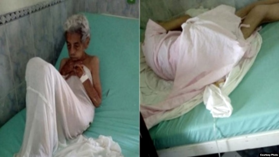 Una de las ancianas mal atendidas en el Hospital Covadonga. Foto: Cortesía de Cubanet.