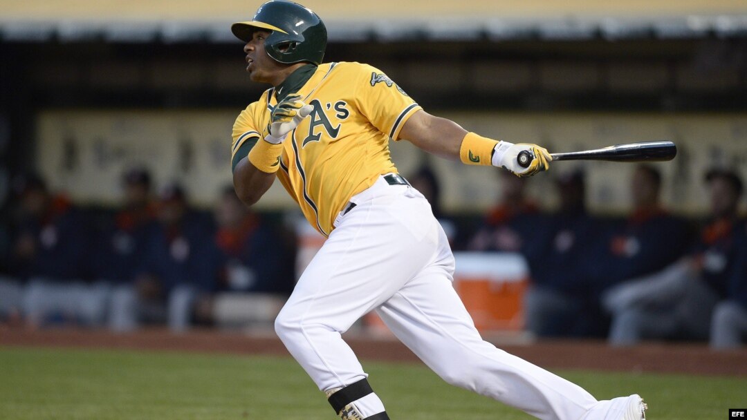 Yoenis Céspedes de los Atléticos de Oakland.