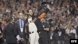 El pitcher de los Gigantes de San Francisco Madison Bumgarner.