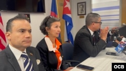 Magistrados del TSJ de Venezuela en el exilio durante rueda de prensa. 