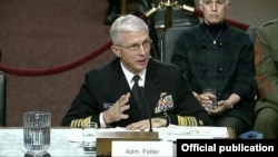 El Almirante Faller testifica en la Comisión de Servicios Armados del Senado. Foto Comando Sur.