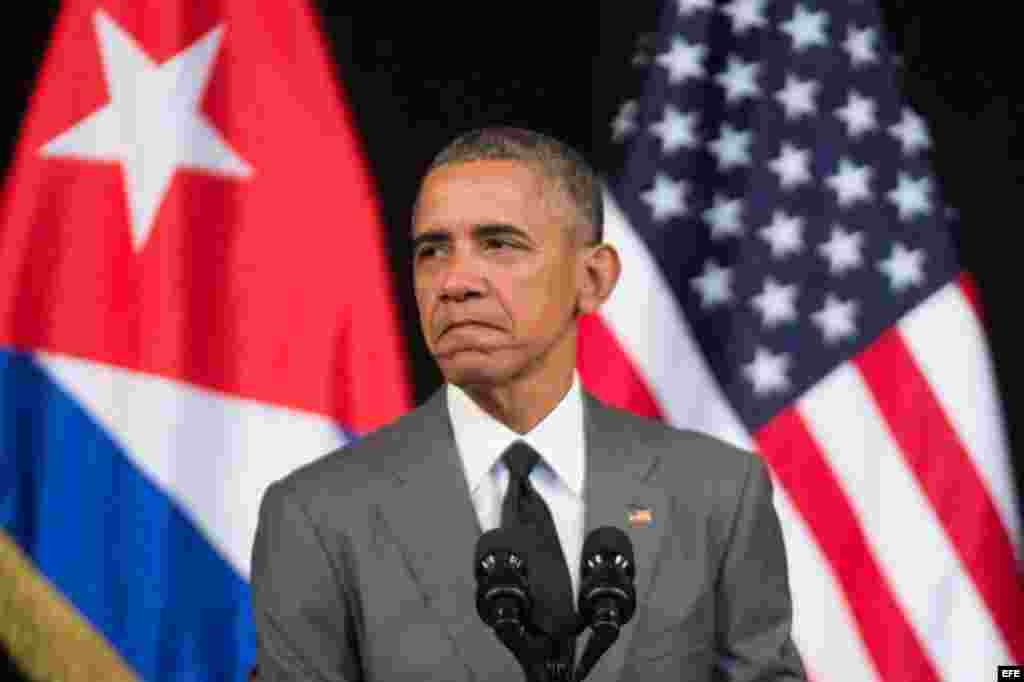 El presidente de EEUU, Barack Obama, pronuncia un discurso en el Gran Teatro Alicia Alonso de La Habana, Cuba, el 22 de marzo del 2016.