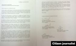 Texto de la carta entregada al Poder Popular por Cuba Decide.