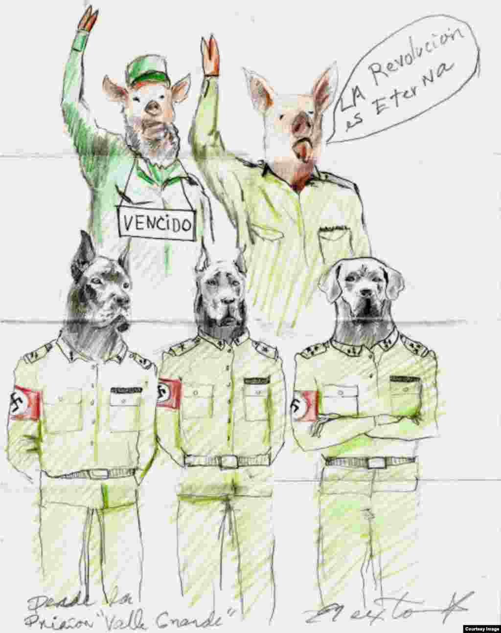 Dibujo de El Sexto desde la cárcel de Valle Grande.