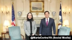María Corina Machado junto al secretario de Estado Marco Rubio en una reunión en Washington D.C.