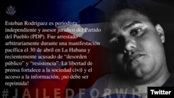 Esteban Rodríguez, periodista cubano, en la campaña #PresosPorQué?, del Departamento de Estado de EEUU. (Twitter)