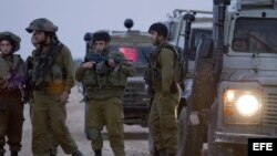 Soldados israelíes en los Altos del Golán.

