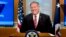 Secretario de Estado Mike Pompeo en la conferencia de prensa del 29 de abril del 2020.