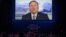 El canciller estadounidense Mike Pompeo habla a través de videoconferencia en el Foro de Davos. 