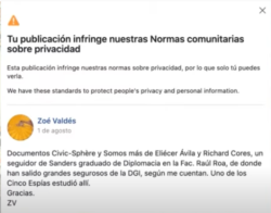 Así comunica Facebook la censura a Zoé Valdés