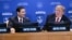 US President Donald Trump (R) and US Secretary of State Marco Rubio take part in a meeting of the Shield of the Americas on the sidelines of the United Nations General Assembly in New York on September 22, 2026. (Photo by Brendan SMIALOWSKI / AFP)