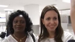 Berta Soler y María Corina Machado coinciden en aeropuerto de Miami
