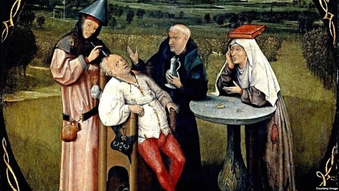 "Extracción de la piedra de la locura", por Hieronymous Bosh, El Bosco (1450-1516)