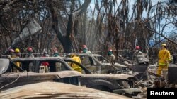 Rescatistas realizan operaciones de búsqueda en las áreas dañadas por los incendios forestales de Maui, en Lahaina, Hawái, el 15 de agosto de 2023. Guardia Nacional del Ejército de EEUU/Sargento. Matthew A. Foster/REUTERS